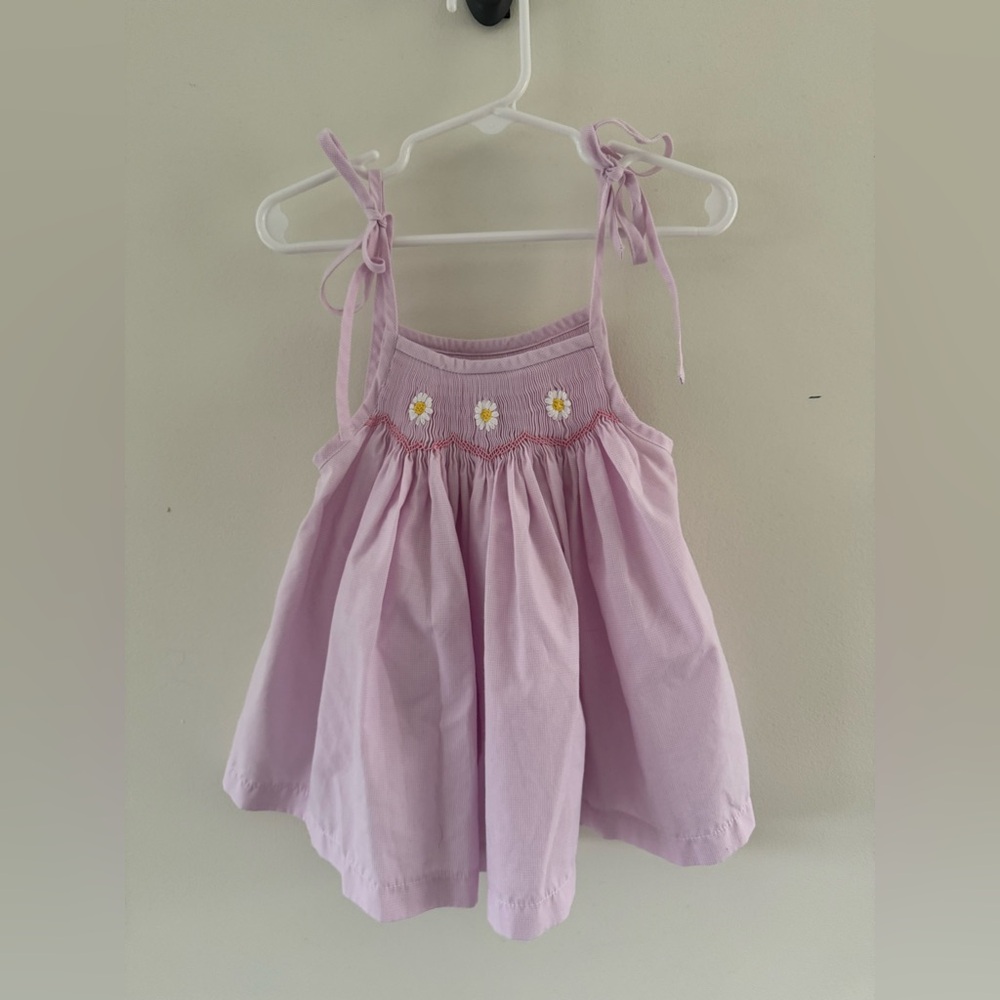 Stitchy Fish Smocked Micro Gingham Tunic 3T Daisy Embroidered Preppy Spring NWOT - Picture 5 of 6